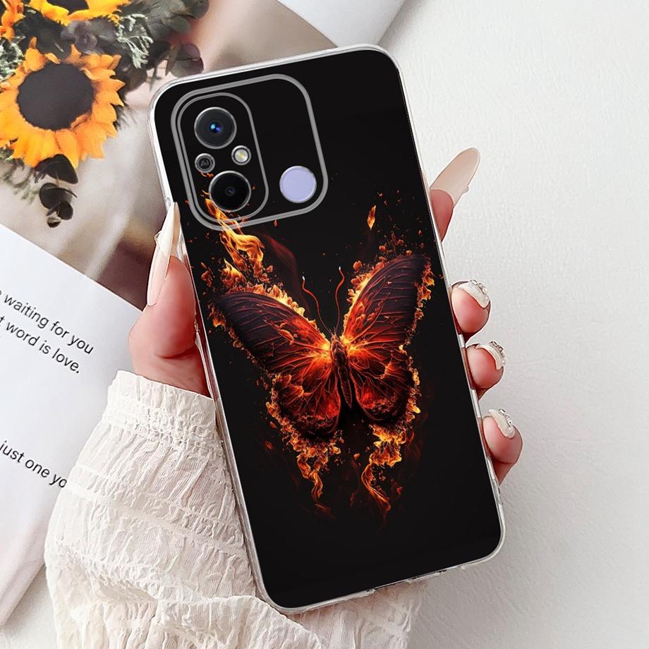 For Xiaomi Redmi 12C Case Cute Cat Luxury Butterfly Painted Cover 6.71'' Soft Silicone Phone Cases For Redmi 12C Redmi12C Fundas