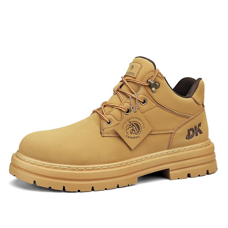 

Осенне-зимние модные желтые ботинки мужские удобные кожаные ботинки на шнуровке мужские повседневные рабочие туфли дизайнерские ботильоны для мотоциклистов 39