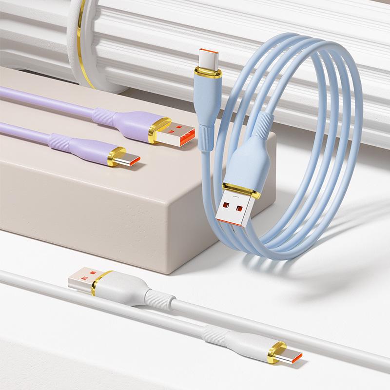 

100W Liquid Soft Rubber Dual USB-C Data Cable for Apple & Huawei - PD27W Super Fast Charging (60W). Starlight White - 1m