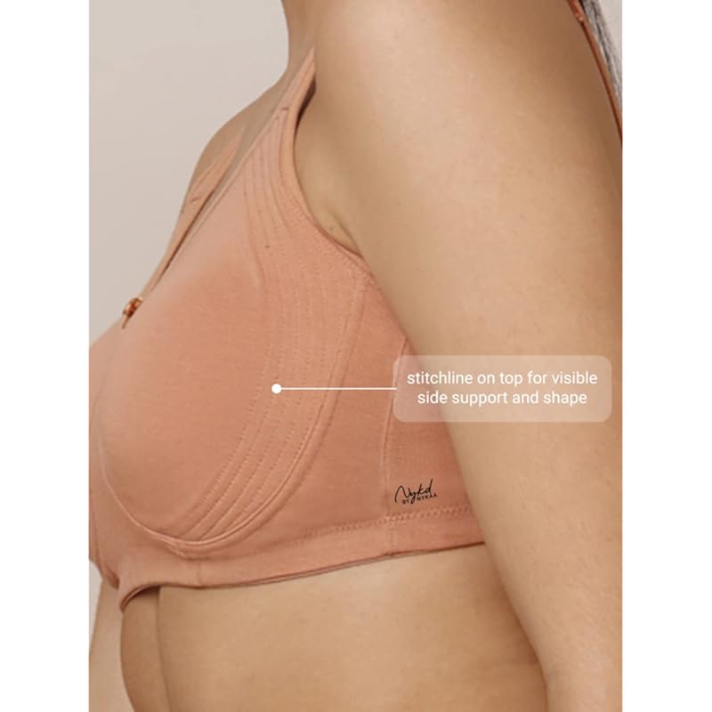 NYKD Everyday Cotton Bra for Women - Encircled with Love | Non-Padded | Wirefree | Full Coverage with Side Support Shape