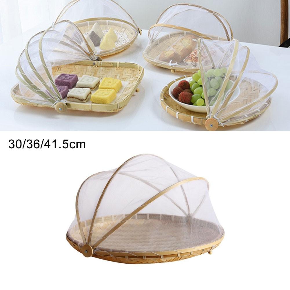 Woven Fruit Vegetable Basket with Anti-Mosquito Net Foldable Design