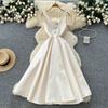 Light Luxury Celebrity Premium Sense Heavy Industry Diamond V-Neck Suspender Waist Dress Women's French Pendulum Fluffy Dress Dress