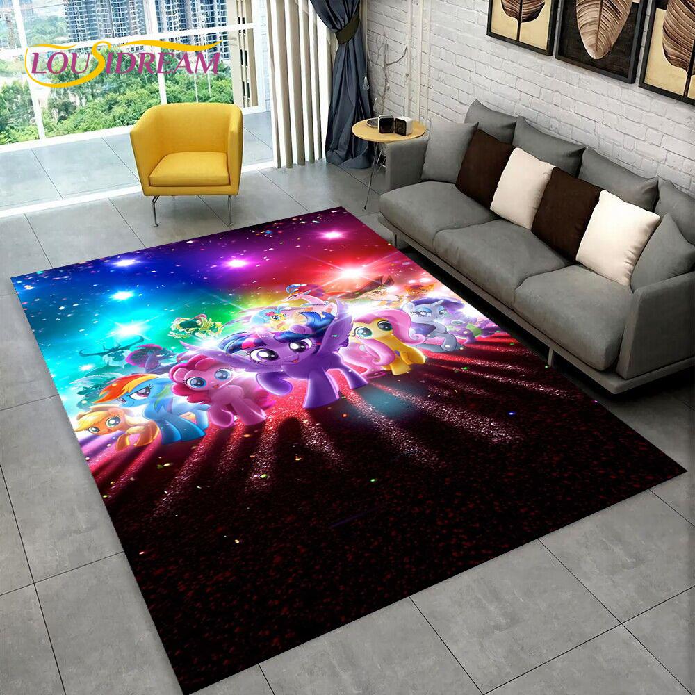Cute 3D P-Pony Cartoon Unicorn Area Rug,Carpet Rug for Home Living Room Bedroom Sofa Doormat Decor,kids Play Non-slip Floor Mat