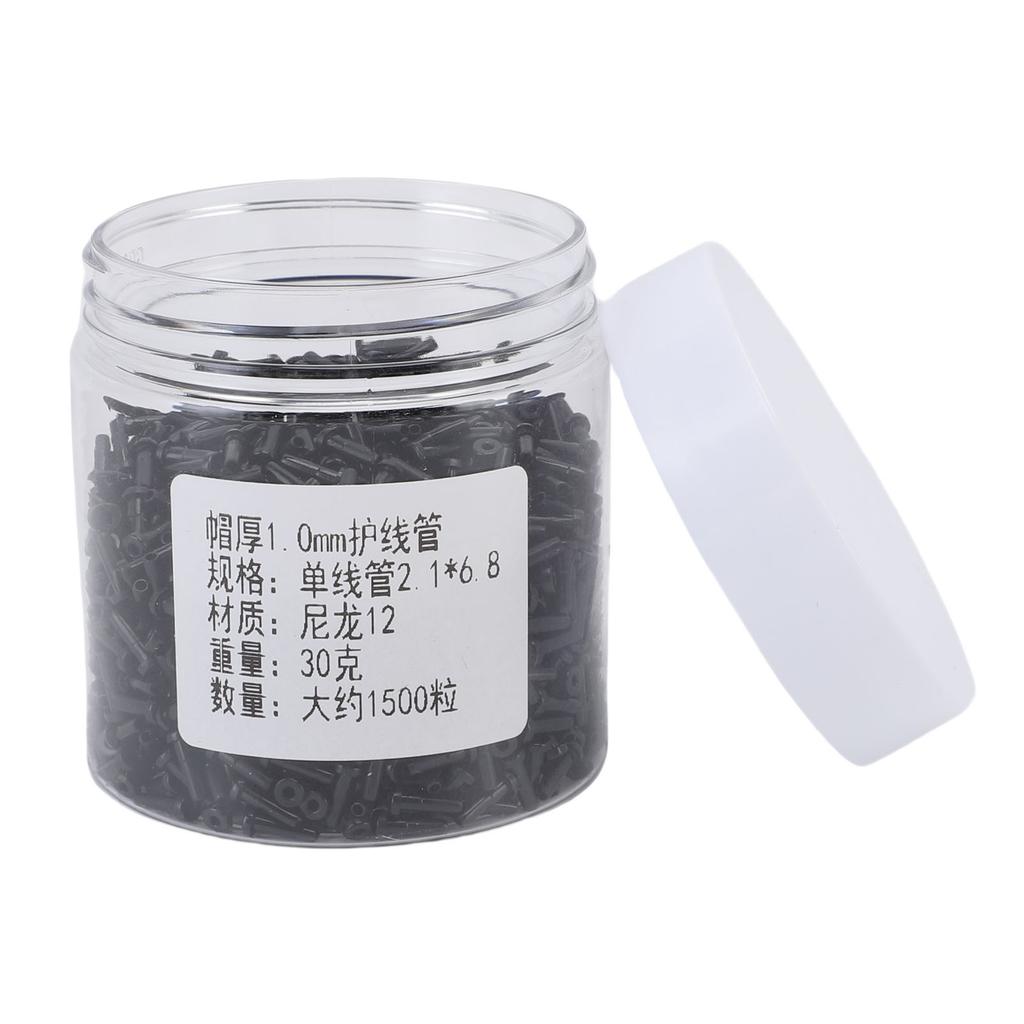 Badminton Racket Eyelets Grommets Badminton String Protector 6.8x2.1mm Black for Repair Single Tube