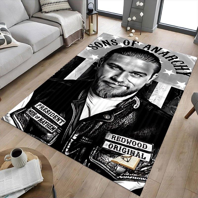 1pc Sons of Anarchy Themed Office Carpet Chair Mats - Durable Polyester Rug for Home Theater, Office, Dorm Room Decor - tA11