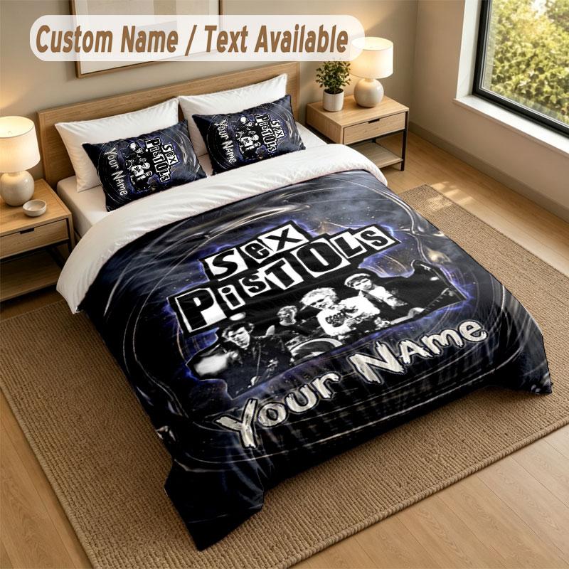 Bedding Set 1 Duvet Cover 2 Pillowcases Sex Pistols Print Soft Bed Linen Bedroom Decor