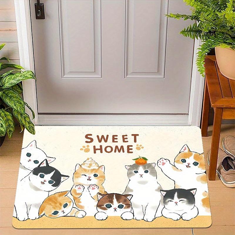 1PC Cat Pattern Kitchen Rug Non-Slip Door Mats Pop Design Bathroom Rug Bath Mat Carpet for Home Sink Laundry Decor
