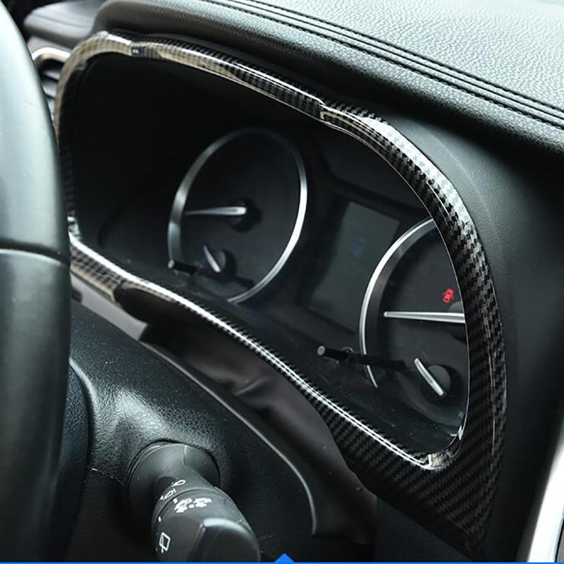 For Toyota Highlander 2015- Car Styling Carbon Fiber Interior Dashboard Instrument Panel Screen Frame Cover Trim Decoration