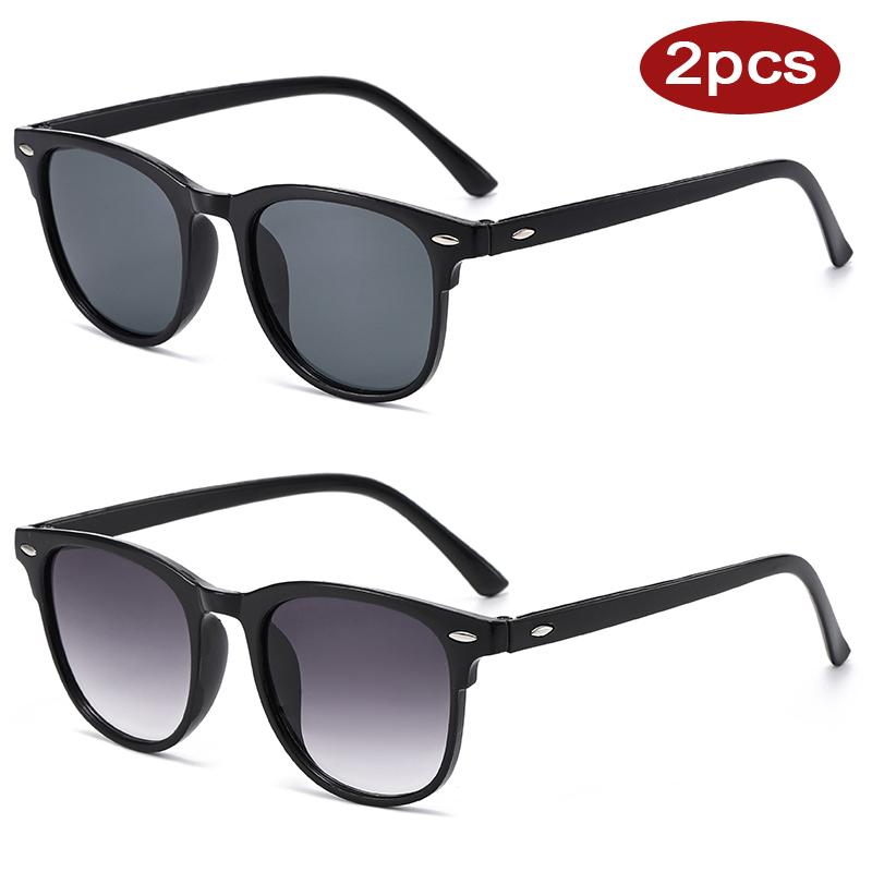 2pcs New Female High Quality Square Sun Glasses Gradient Lens Sunglasses Luxury Rivet Design Outdoor Driving Eyewear UV400