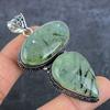 Natural Prehnite Gemstone 925 Sterling Silver Jewelry Pendant 2.96" D0C21