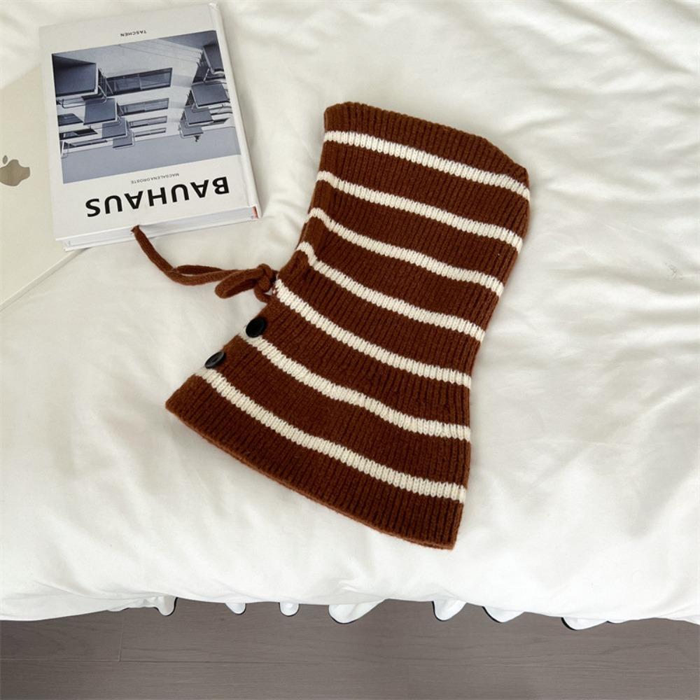 

Шерстяная шапка, детский шарф, корейская полосатая цельная шапка, шарф, зимний теплый подарок кофейный