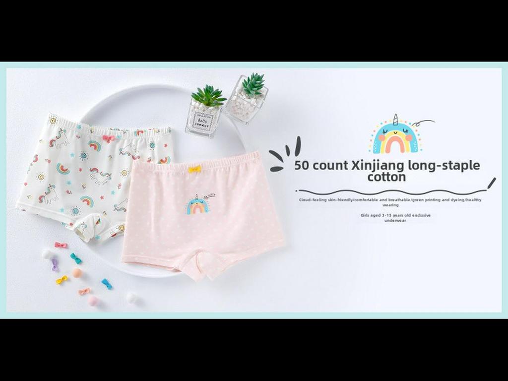 Boxershorts aus reiner Baumwolle für Mädchen – weiches und bequemes 4-Ecken-Design für Kinder und Kleinkinder