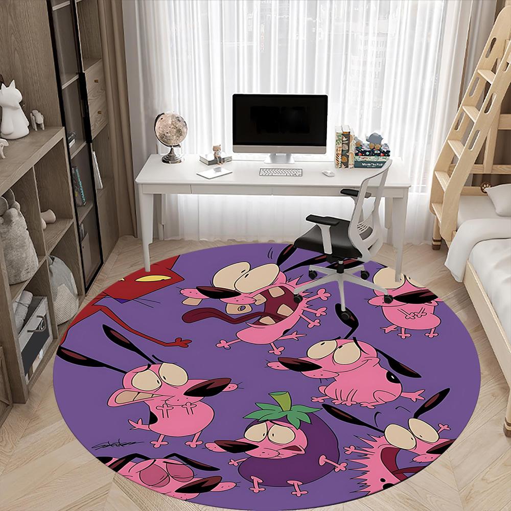 1pc Courage the Cowardly Dog Office Round Area Rug, Under Office Chairs Bedroom Living Room Home Decor, Room Decoa1016065