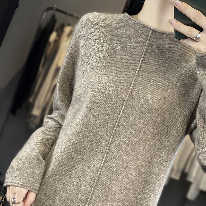 

Женское кашемировое платье Qinghe кашемир 70% шерсть 30% кашемир женское осенне-зимнее кашемировое платье мягкое и теплое XXL коричневый