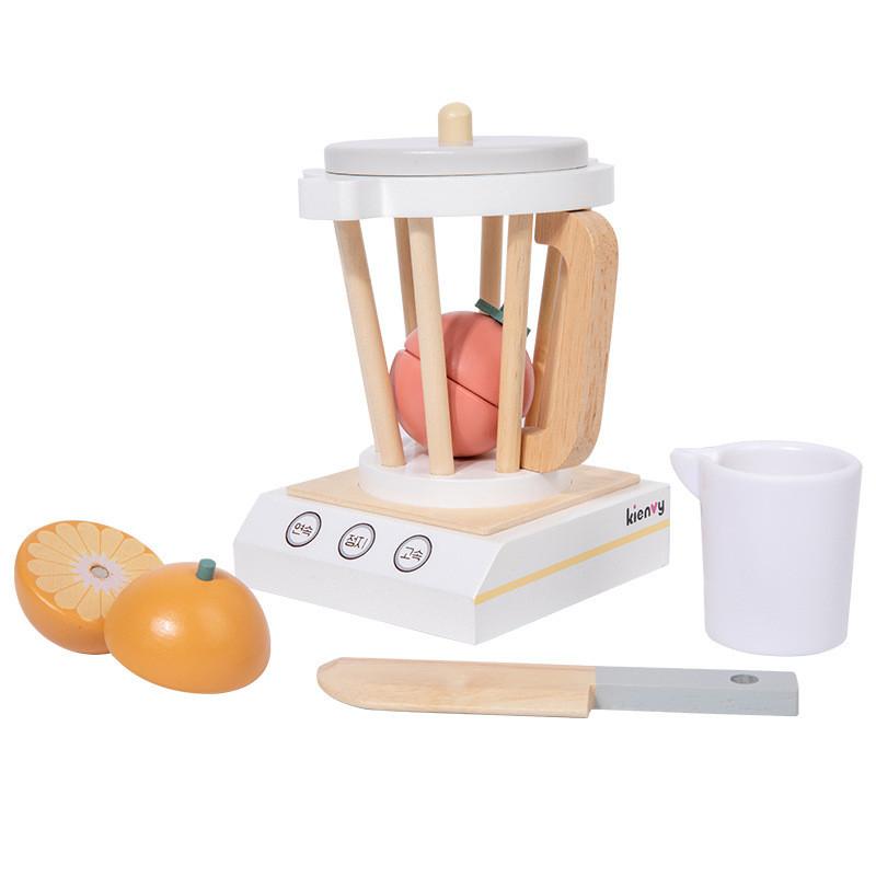Wooden Fake Kitchen Coffee Maker With Juicer Playset For Kids