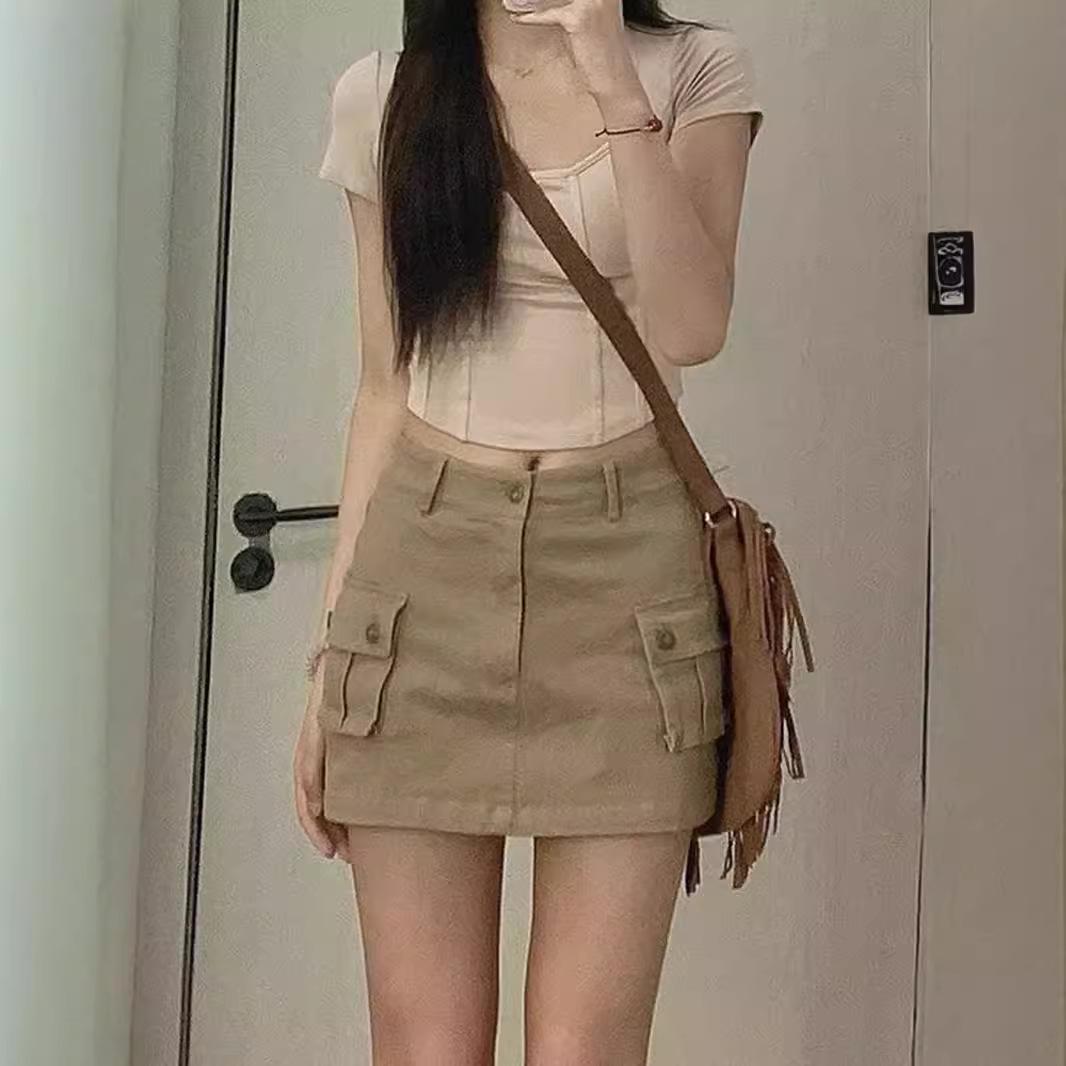 

2024 Autumn Women s High-Waist Slimming Denim Midi Skirt, American-Style Bodycon A-line XXL