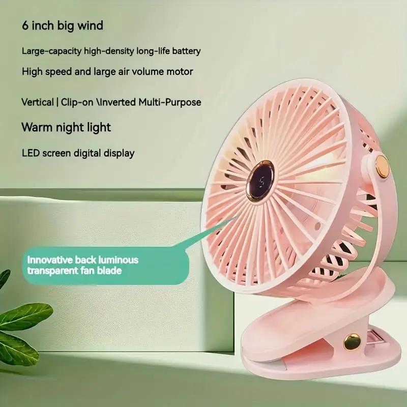 Compact Desktop Fan, Operates Silently, Lightweight Usb Charging, Five-Speed Wind Speed Adjustment, Adjustable Tilt Angle