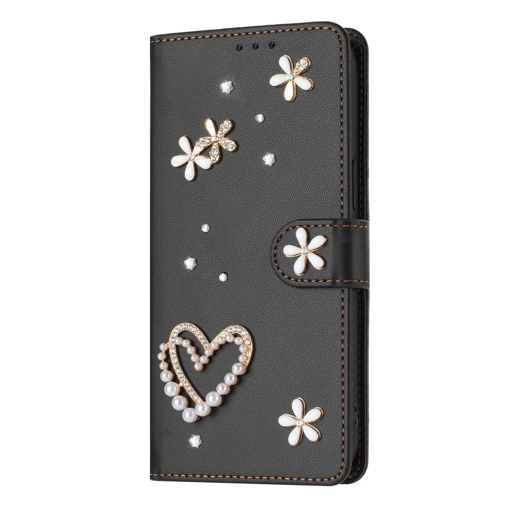 Small fresh diamond double-layer love flower suitable for Huawei Honor 600 Lite solid color leather pattern card leather case