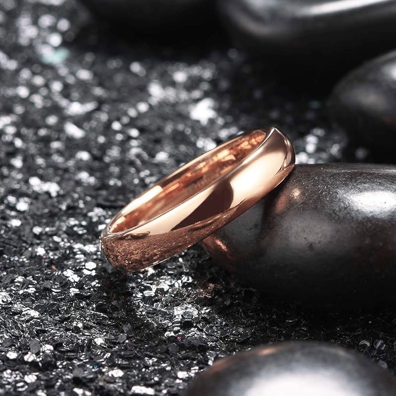[King Will] Men's Ring Wedding Ring Rose Gold Width 4mm Luxury Comfort Fit Dome Shape Tungsten Ring Size 14