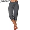 BITCED 10 Color Women's Fashion Casual Solid Color Print Pants & Capris