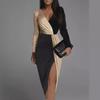 2025 Spring/Summer High-Waist Gold & Black Sequin Dress
