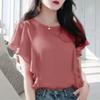 Summer Korean Style Ruffles Chiffon Shirt Ladies Short Sleeve Loose All-match Top Women Casual Fashion Blouse