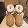 Mode Gula Rund Tå Fleecefodrade Damskor Vinter Plattform Ankel 2025 Nyhet Chic och Elegant Goth Vadderade Snökängor för Kvinnor