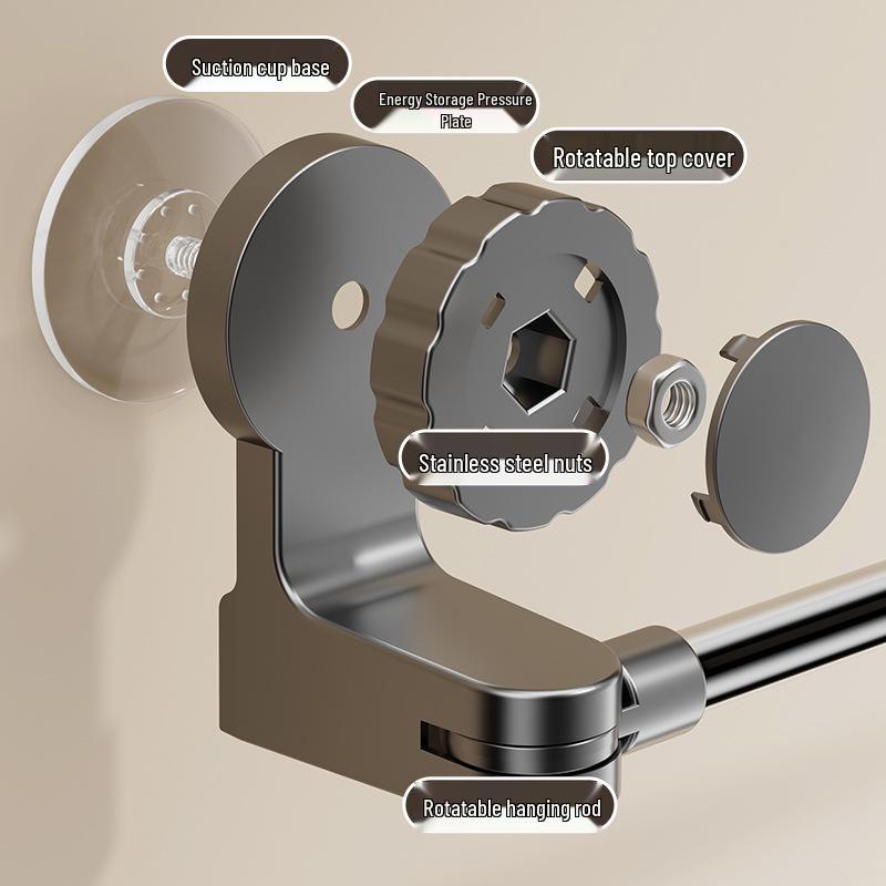 Punch-Free Rotating Towel Rack & Slippers Storage Bar