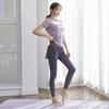 Womens Quick-Dry Yoga Set Short Sleeve Top Capri Leggings Breathable Running Fitness Sportswear