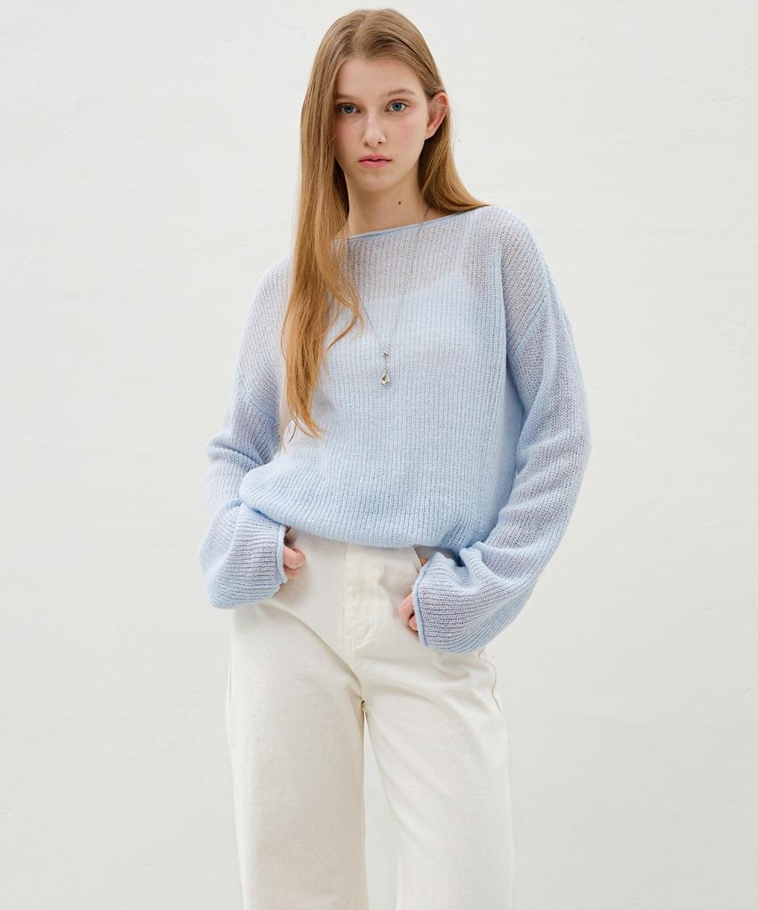 Ollibeudeollibeu Boat Neck Loose Fit Knitwear Oh6Sp1840