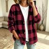 Women's Casual Plaid Cardigan V-Neck Loose Fit Open Front Jacket