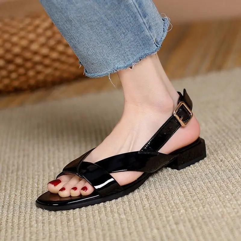 

Comemore Elegant Women s Summer Sandals Female 2024 Fish Mouth Shoes Women s Soft Bottom Non-slip All-match Shoe Large Size 42 42 чорний