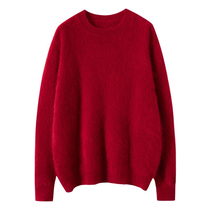 

Женский кашемировый пуловер свободного кроя с круглым вырезом – Универсальная модная верхняя одежда для осени и зимы One Size