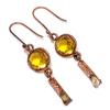 Citrine Earrings, Copper Electroformed Gemstone Jewelry, Handmade Earrings, For Thanksgiving