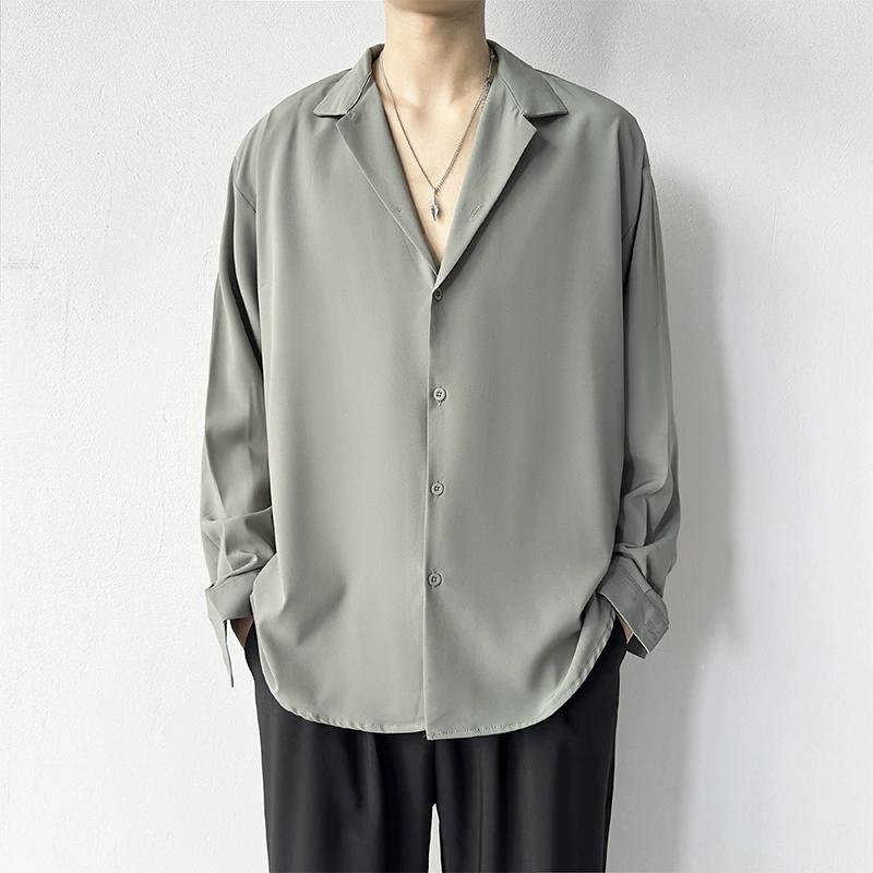 Men's Shirt Spring Summer Loose Casual Long-sleeved Lapel High Street Male Suit Shirt