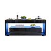 Modern Coffee Table with LED Light, Rectangular Sofa Table, 2 Large Drawers, Living Room Table Made of Glass, Double-Layer, High-Gloss, Black