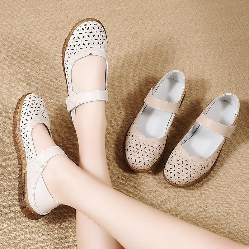Summer Women's Sandals Mary Jane Beach Breathable Flat Shoes Closed Toe Casual Soft Sandals for Girl Plus Size