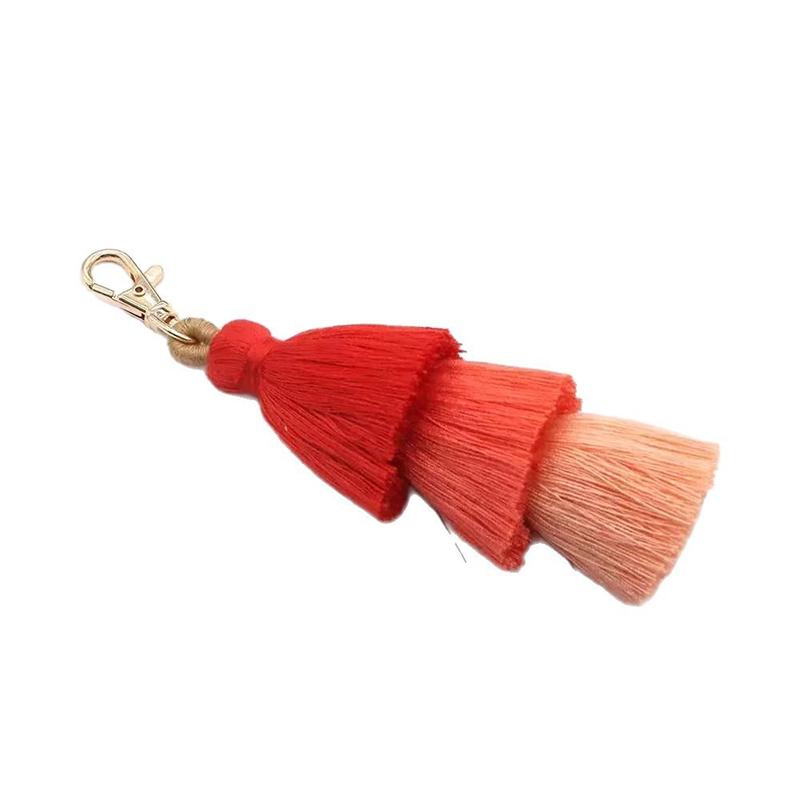 Three-Layer Cotton Thread Fringed Bag Pendant Ethnic Style Keychain Bohemian Style 3-Layer Ear Pendant Bag Parts & Accessories