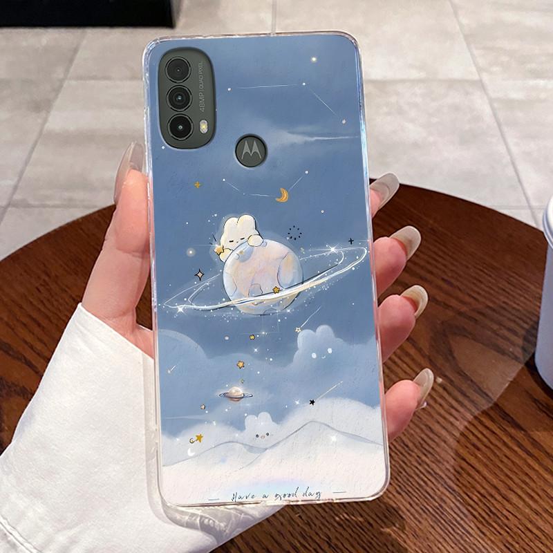 For Motorola Moto E40 / Moto E30 / Moto E20 Case Clear Silicone Jelly Soft TPU Back Cover Cute Rabbit Cat Dinasaur Phone Cases