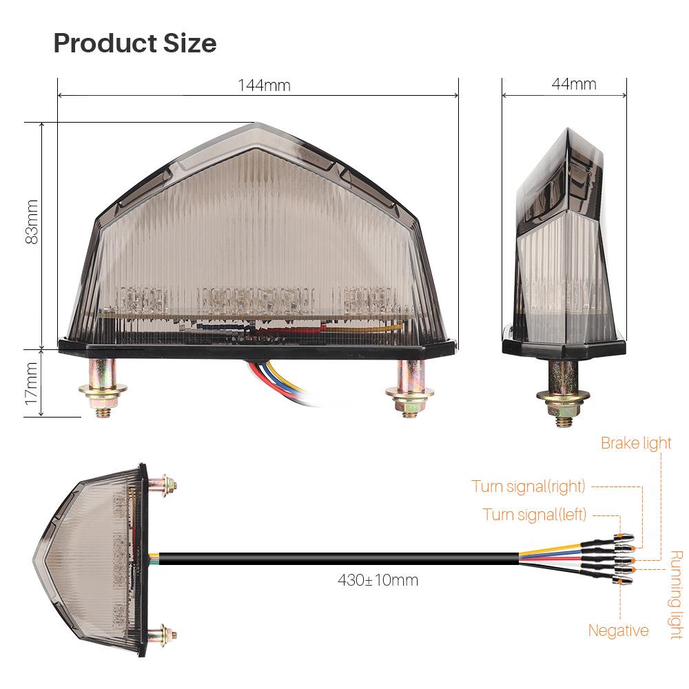 LED Rear Taillights with Turn Signals for Large-Displacement and Off-Road Motorcycles