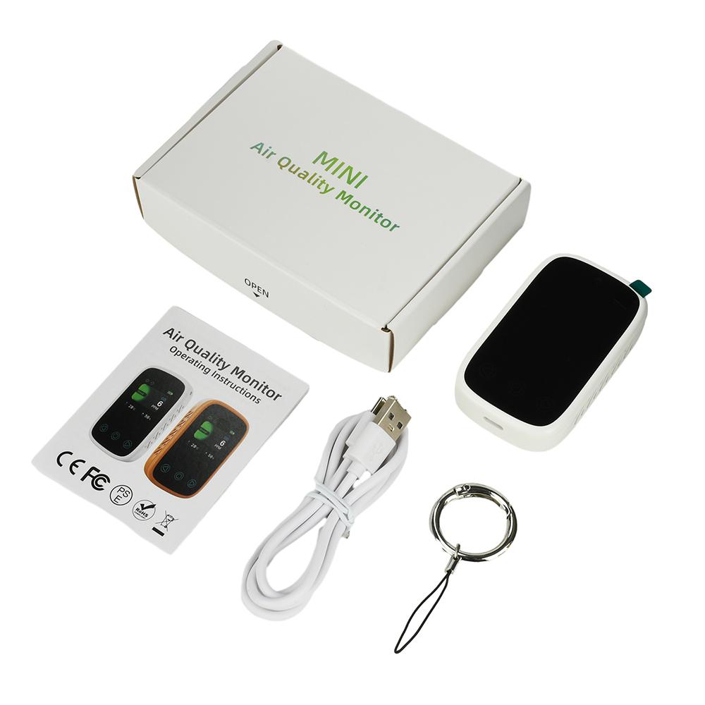 3 In 1 Air Quality Monitor Mini CO Detector Portable Carbon Monoxide Tester Multifunctional Air Quality Monitor белый