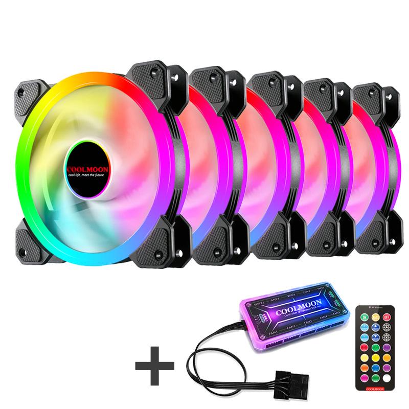 COOLMOON Radiance RGB 12cm Dual Aperture LED Cooling Fan for Desktop Computers