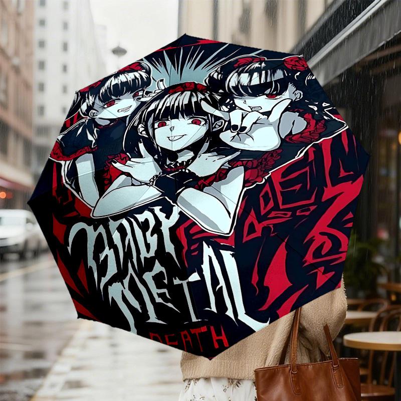 1pc Magical Metal Death Automatic Folding Umbrella 8 Rib Iron Frame, Suitable for Travel, Daily Use, Birthday, Women & Men Gift c1231031