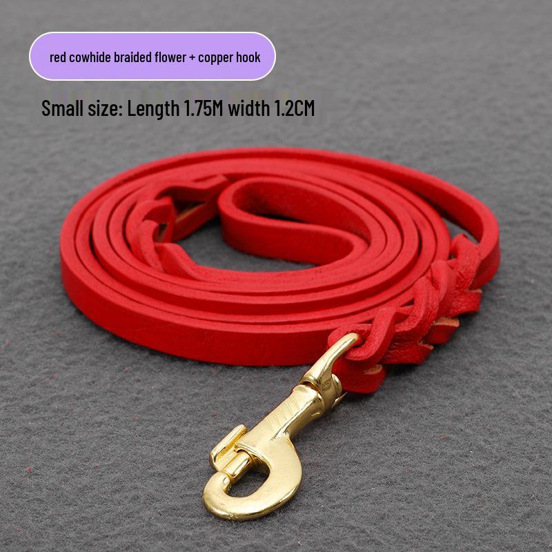 Genuine Cowhide Leather Dog Leash for Golden Retrievers & German Shepherds - Durable Walking Rope