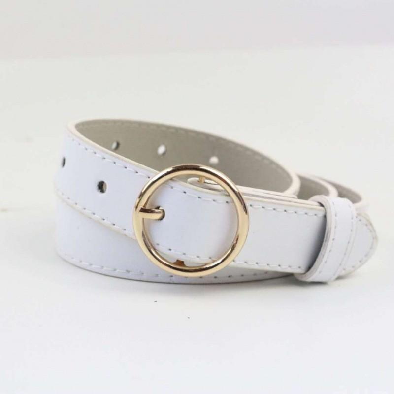 Chic Womens Korean Style Pu Buckle Belt In Black Beige Coffee For Looks Effortless
