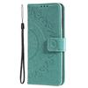 For iPhone 15 Pro Flip Phone Case PU Leather Mandala Flower Imprint Stand Wallet Cover with Strap