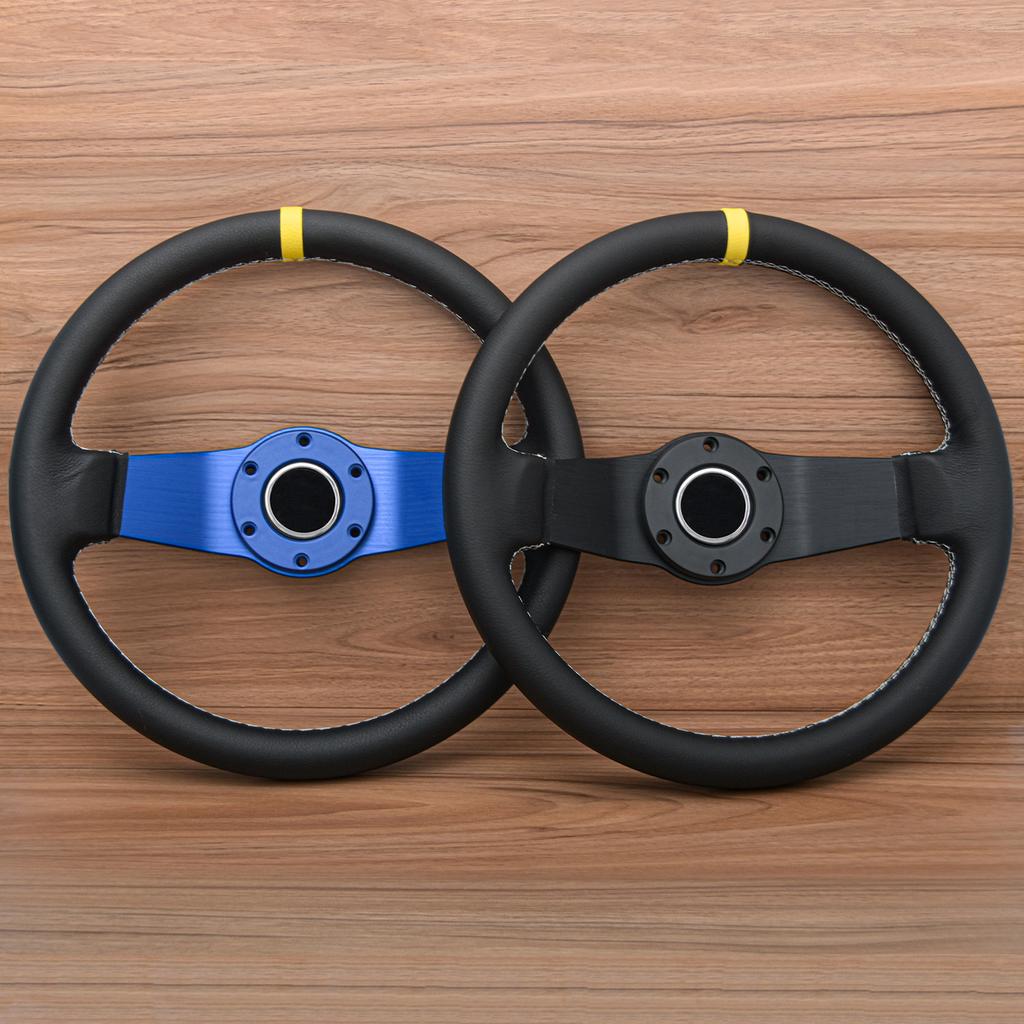 2 Spoke Blue Spoke Rally PVC Steering Wheel JDM Racing Sport Car Steering Wheel