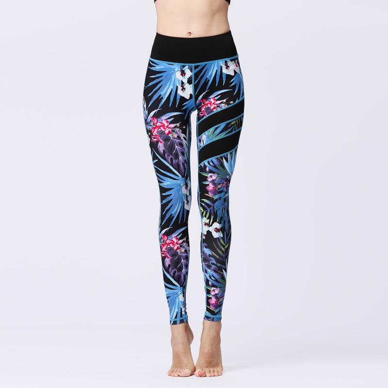 New yoga pants women's tight high waist hip lift quick-drying leggings sports fitness yoga suit printing