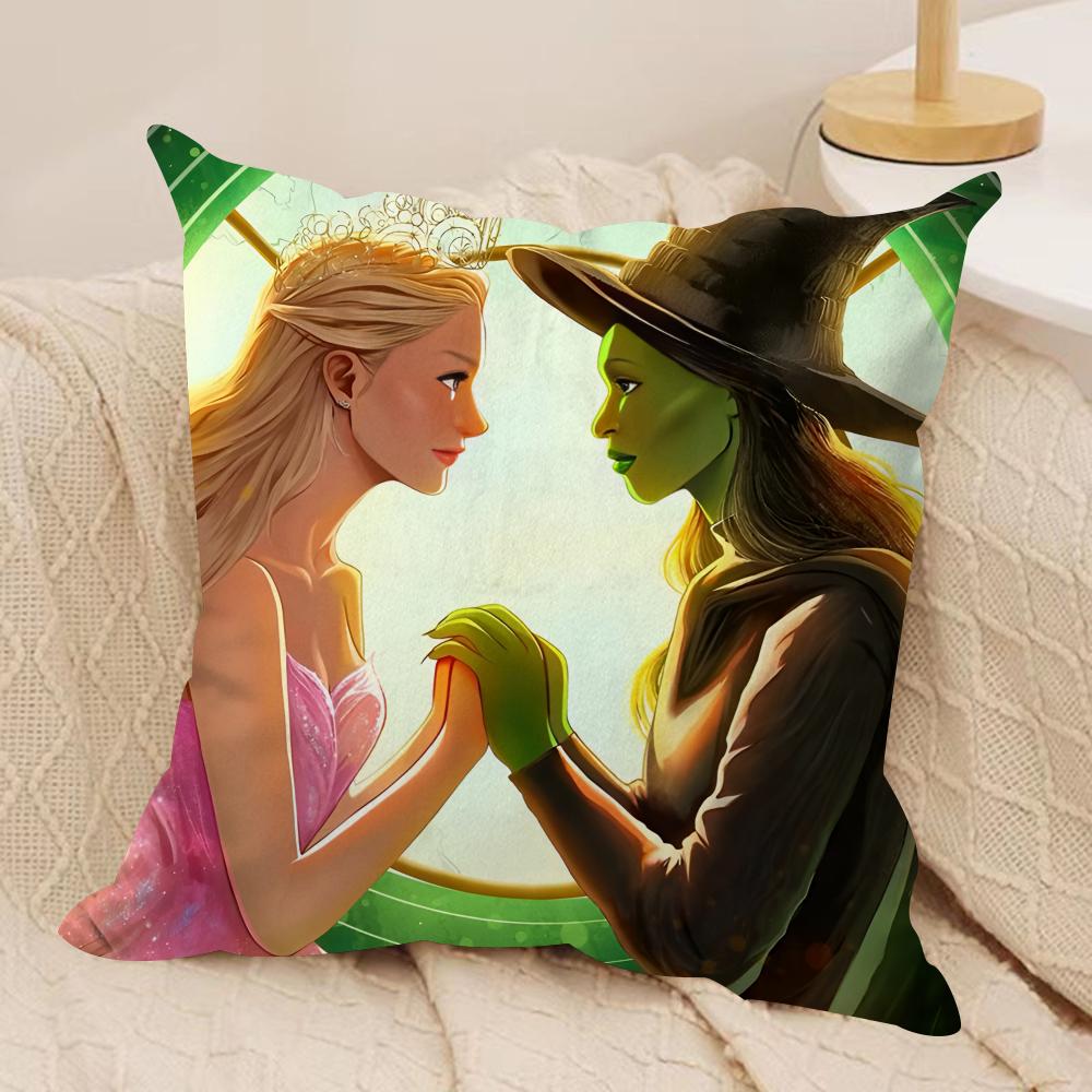 WWicked Part One Movie Cushion Cover Silky Short Plush Invisible Zipper Dustproof Sofa Pillow Case for Home Decor