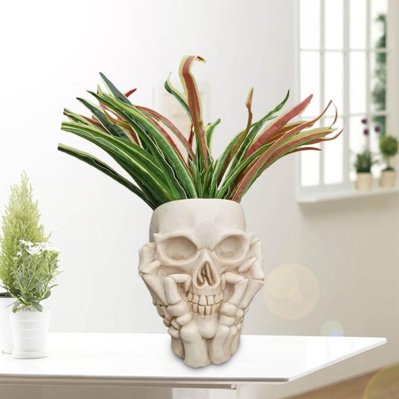 Donice w kształcie żywicznych czaszek Dekoracje z żywicznych czaszek Doniczki na kwiaty sukulenty w kształcie głowy czaszki Do ogrodu domowego na zewnątrz wewnątrz